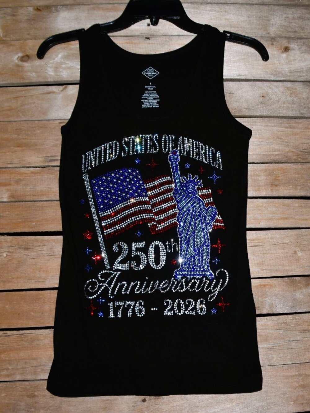 America's 250th Birthday 4th of July rhinestone tank  sz XS S M L XL XXL 1X 2…